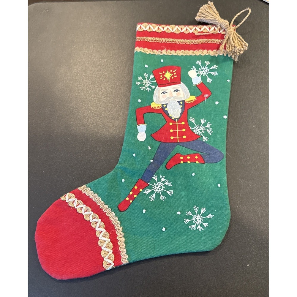 Tag Nutcracker Soldier Holiday Christmas Stocking Tassel 17 Inch Cotton NEW